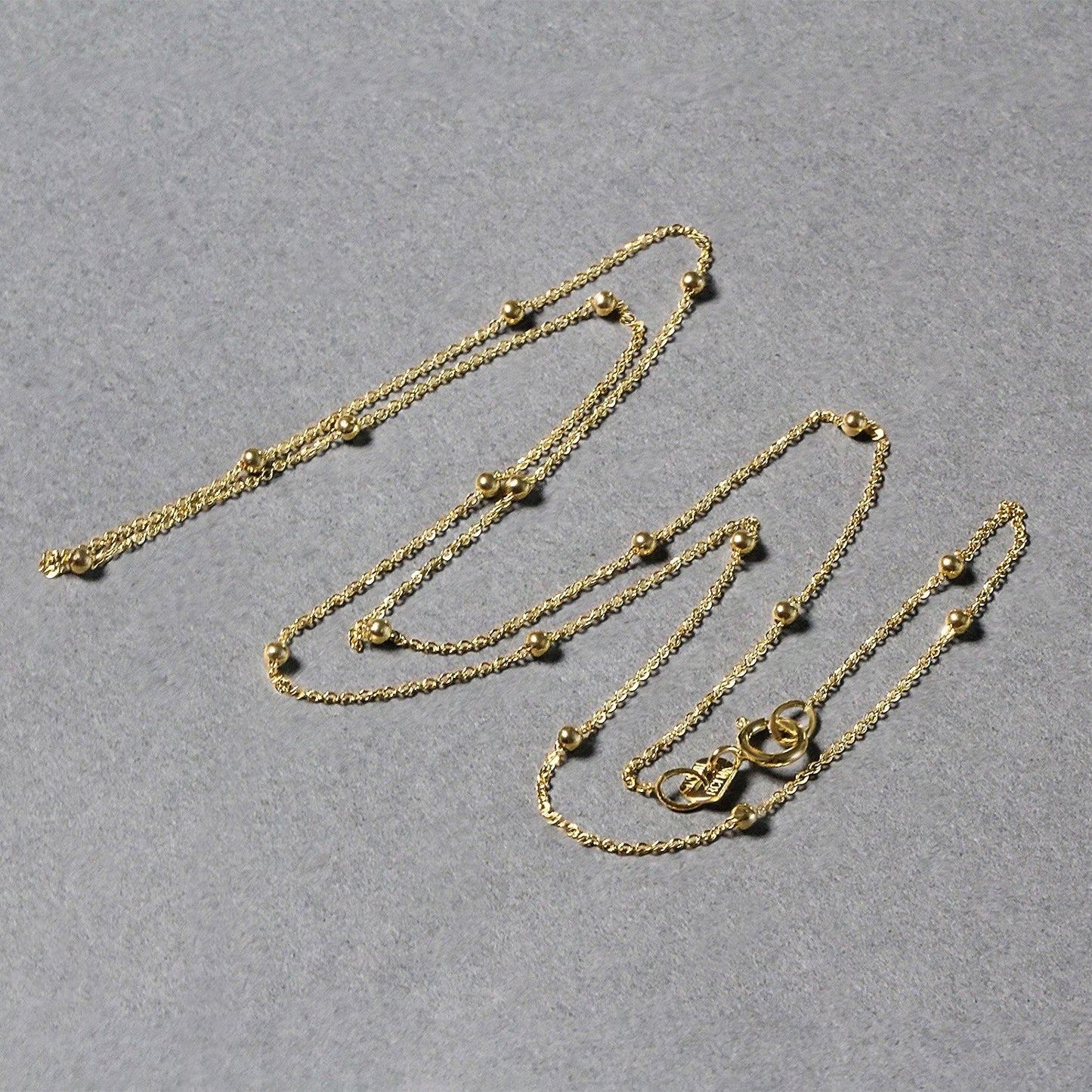 14k Yellow Gold Bead Links Saturn Chain - 18 inches
