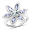 1.34 Carat Aquamarine and Tanzanite Sterling Silver Ring