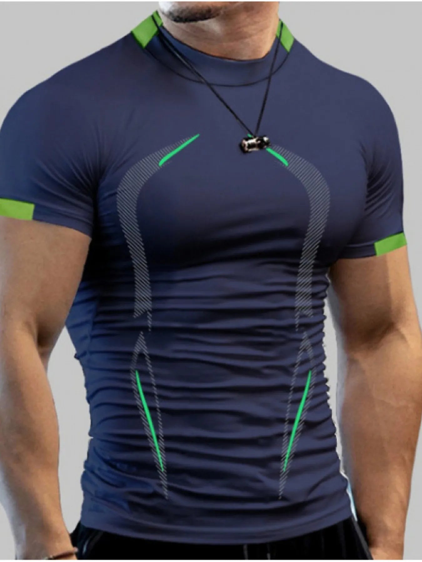 Camiseta Activa de Cuello Mock de Talla Grande para Hombre