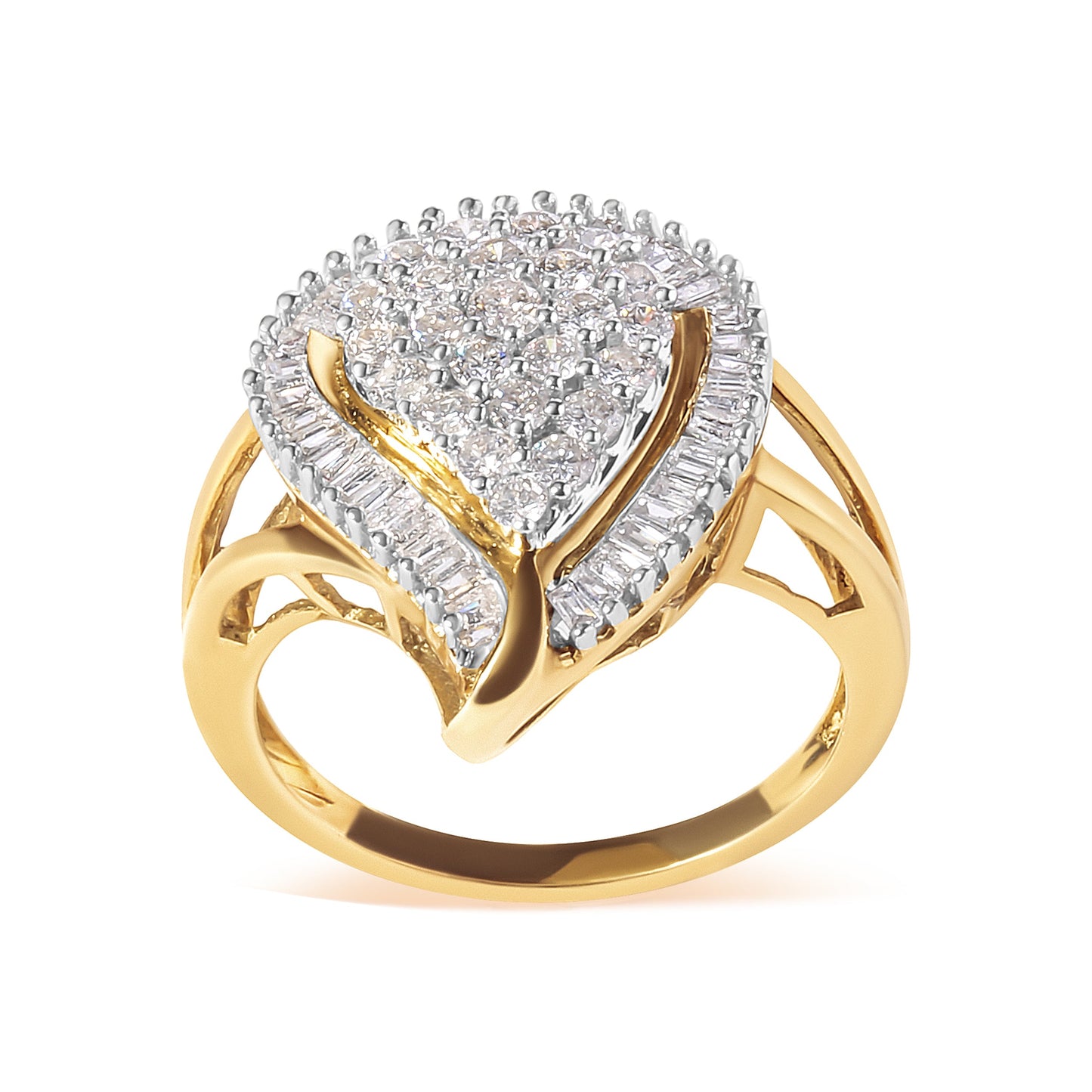 Anillo de Clúster de Diamantes Ballerina de Oro Amarillo de 10K - 1 Cttw