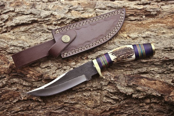 Artisan Crafted 1095 Steel Hunting Knife with Antler & Exotic Wood Handle – 11" | KBS Knives - Korvel
