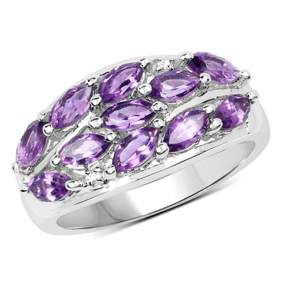 1.67 Carat Amethyst & White Topaz Sterling Silver Engagement Ring