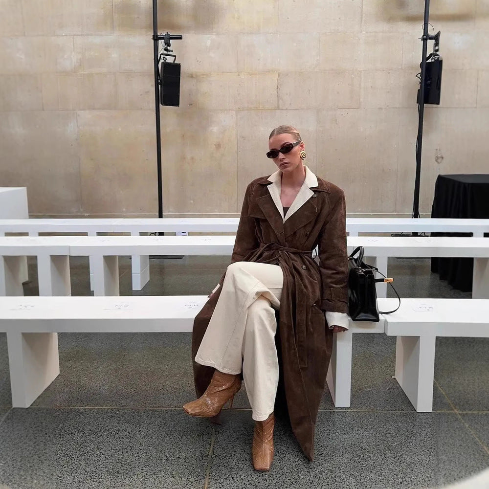 Manteau trench à double bouton pour femmes, style européen et américain