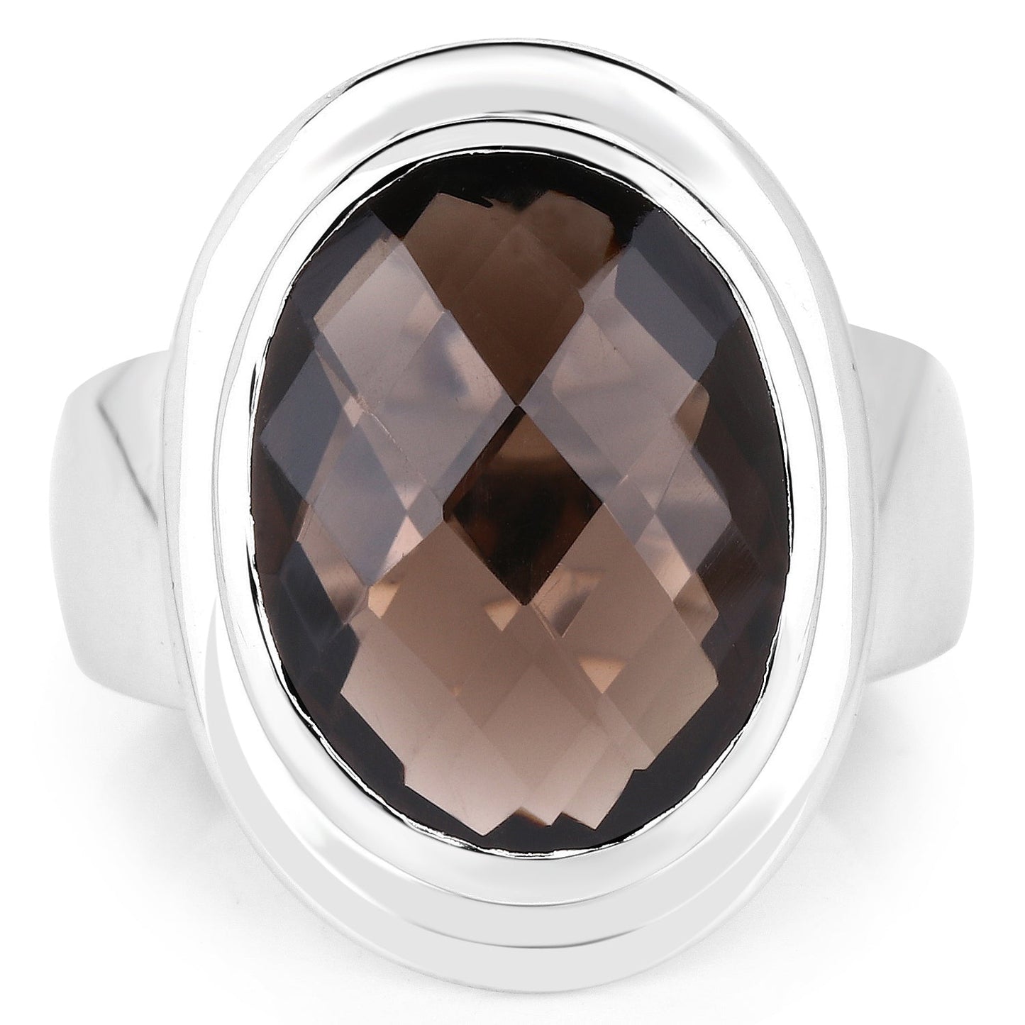 Anillo de Plata de Ley con Cuarzo Ahumado de 7.90 Quilates