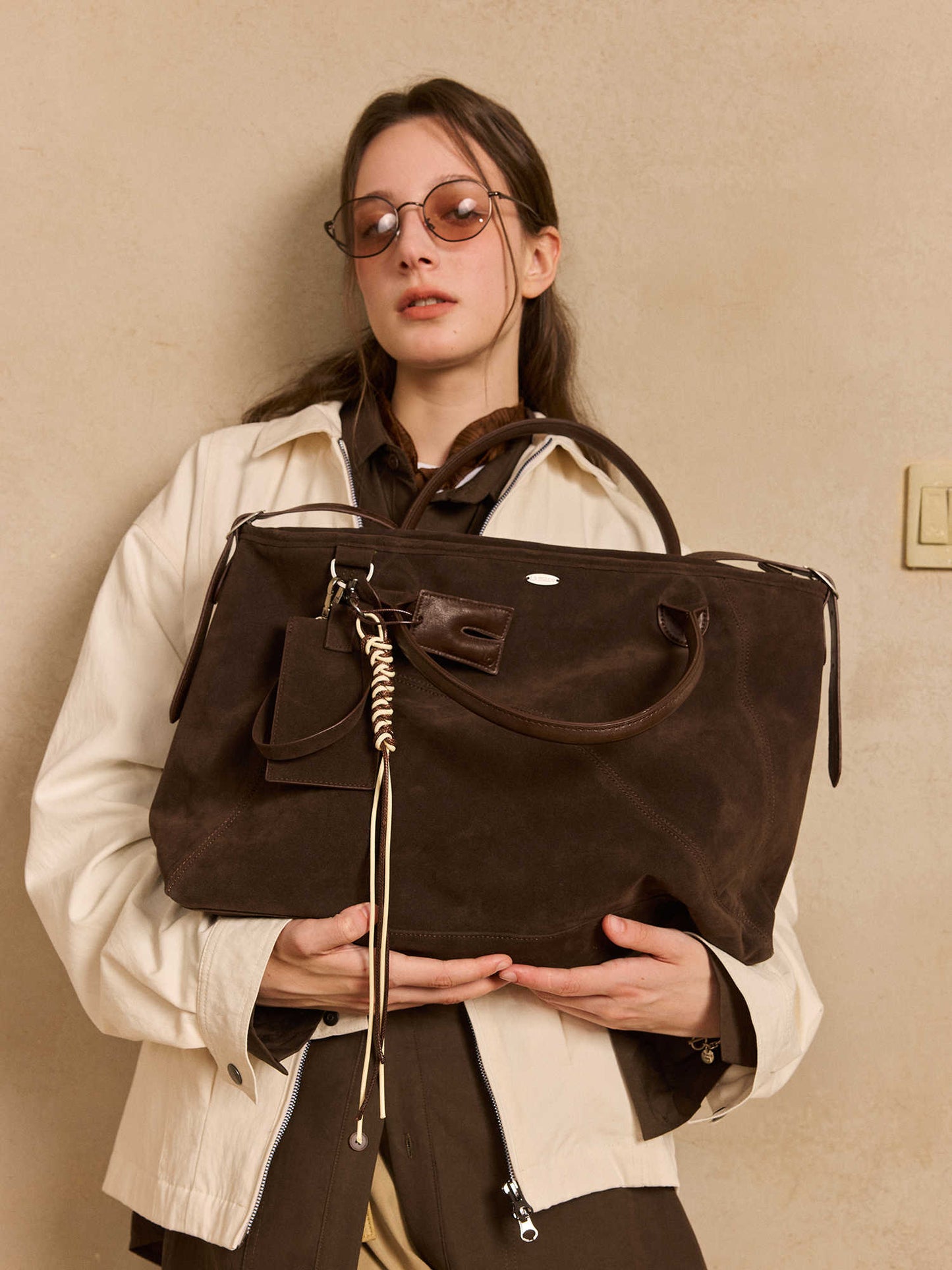 Premium Suede One-Shoulder Travel Tote Bag