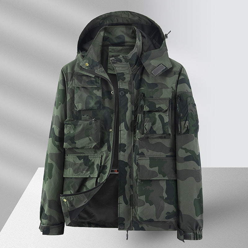 Veste de sport imperméable multi-poches pour homme