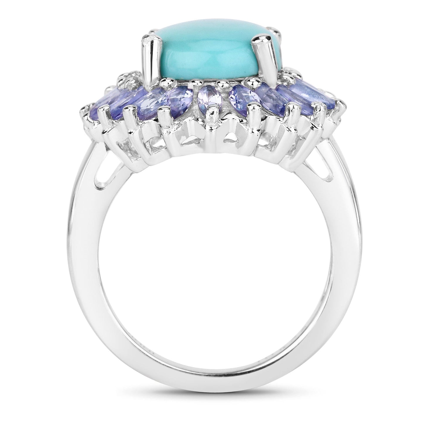 Bague de fiançailles en argent sterling Larimar et Tanzanite de 6,10 carats