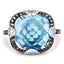 Anillo de plata esterlina con topacio azul suizo y diamantes de 8.29 quilates