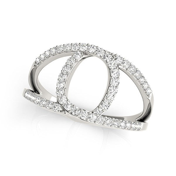 14k White Gold Diamond Loop Style Dual Band Ring