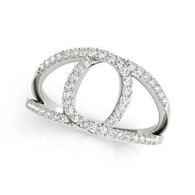 14k White Gold Diamond Loop Style Dual Band Ring