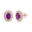 14K Rose Gold Garnet and Diamond Halo Stud Earrings