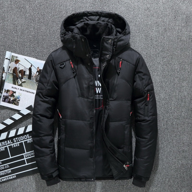 Premium Hooded Men's Black Parka Coat