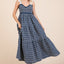 Robe midi à épaules nouées smockée brodée géométrique