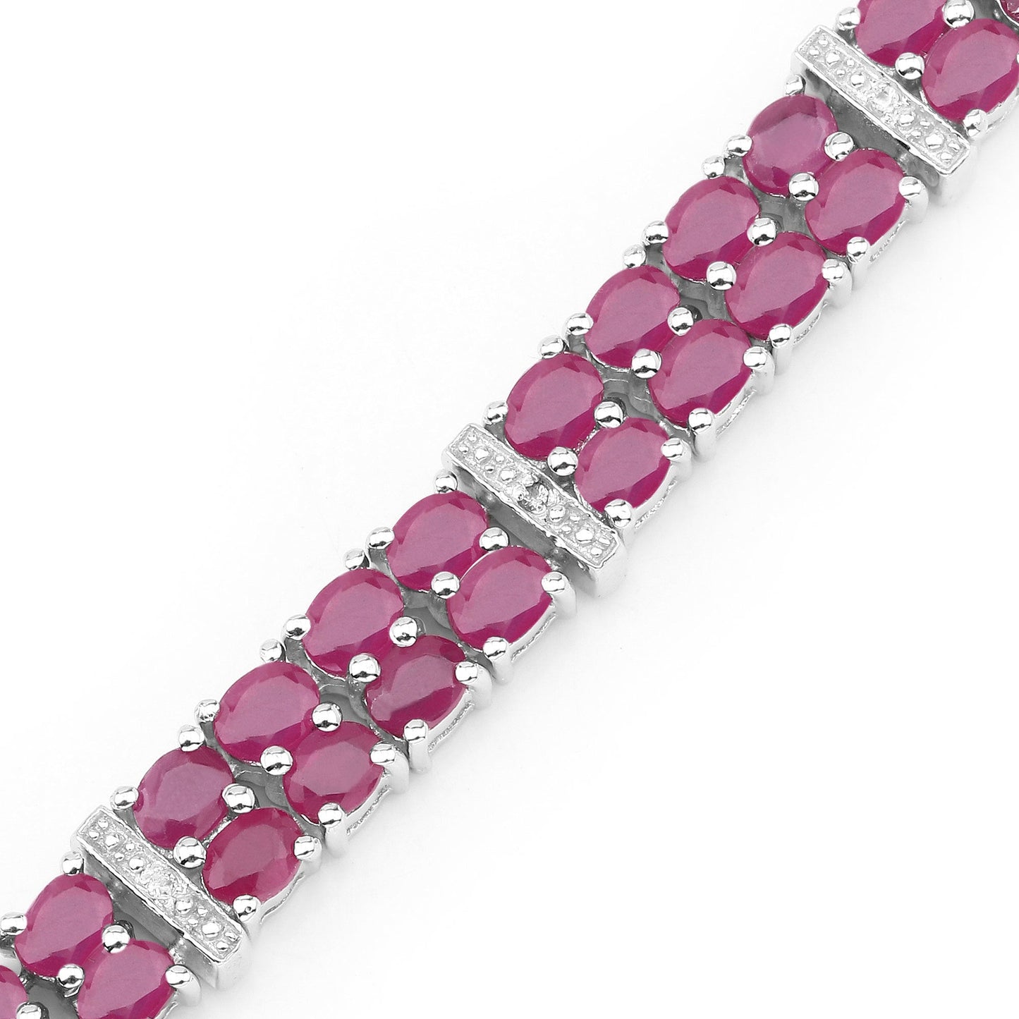 17.65 Carat Ruby and White Topaz Sterling Silver Bracelet