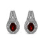 .925 Sterling Silver Red Garnet and Diamond Accent Stud Earrings