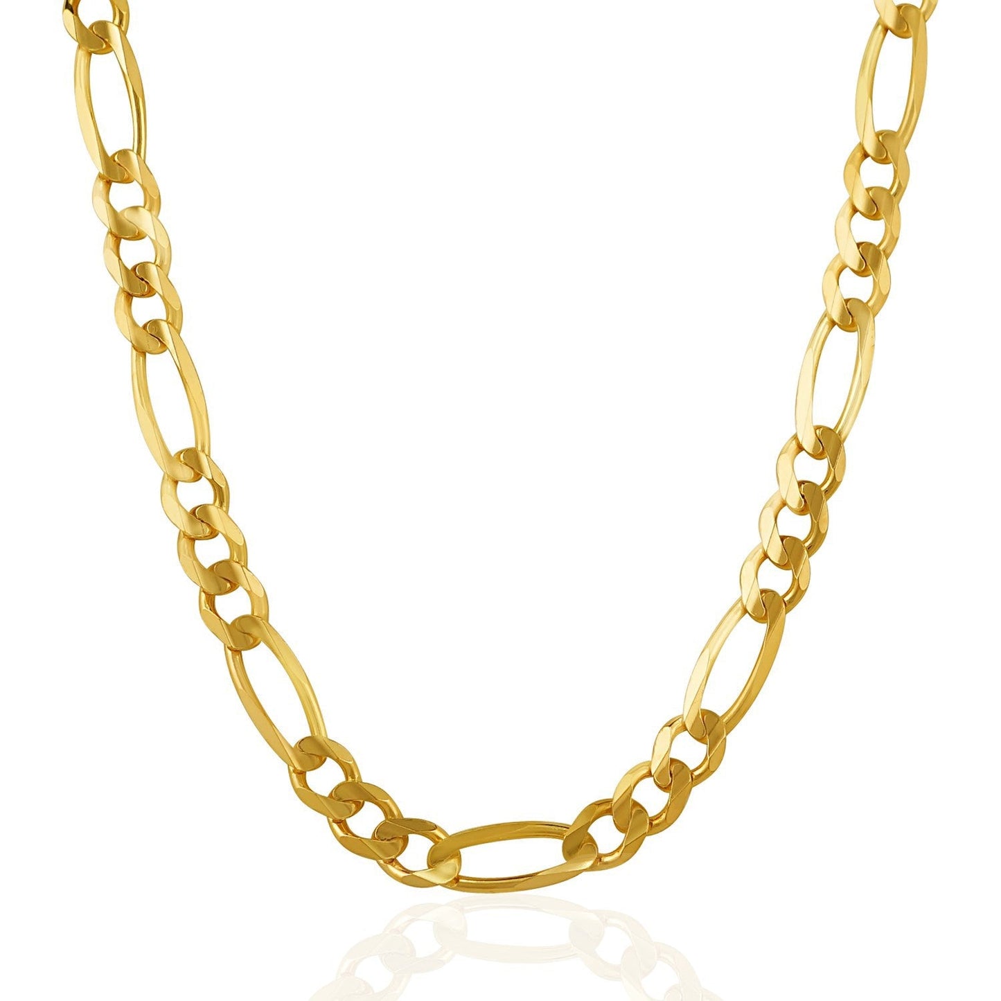 Cadena Figaro Sólida de Oro Amarillo de 14k de 7.0mm
