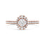 Bague de fiançailles halo en or rose 18K marquise et ovale - Taille 7