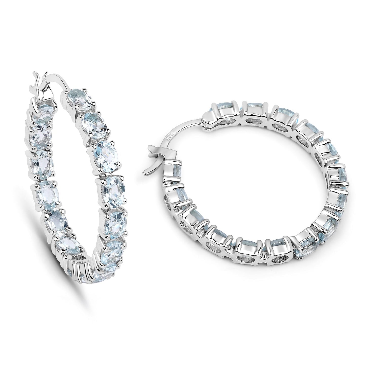 5.70 Carat Genuine Blue Topaz Earrings in Sterling Silver
