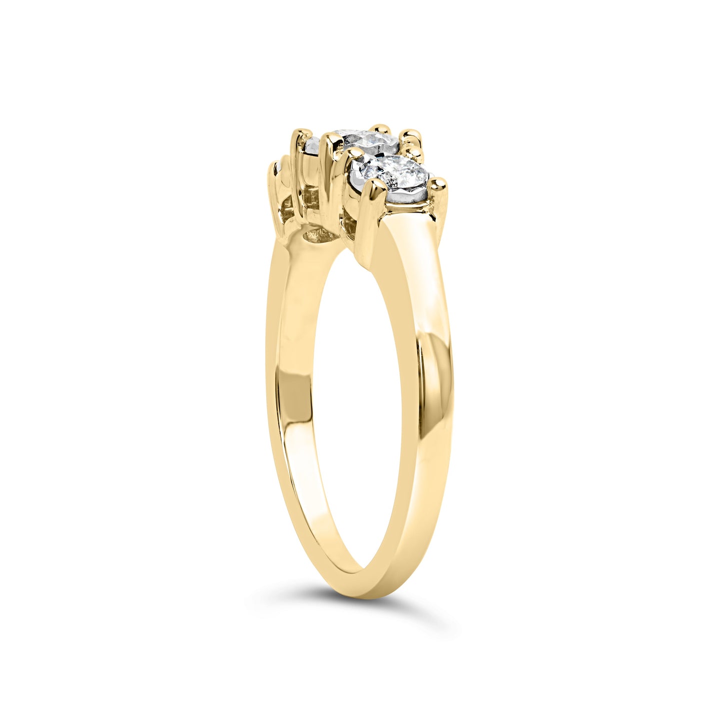 Anillo de Ilusión de Tres Piedras en Oro Amarillo de 10K 1/2 Cttw - Talla 7