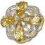 Bague en Citrine et Diamant Plaquée Or Jaune 14K