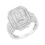 .925 Sterling Silver Round and Baguette Diamond Cathedral Ring - Size 7