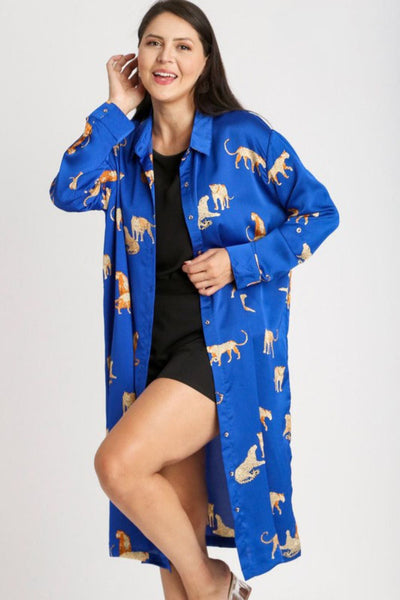 Bold Animal Print Midi Shirt Dress for Plus Size Women – Chic, Comfortable, and Confident Style - Korvel
