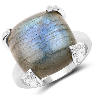 16.95 Carat Genuine Labradorite Sterling Silver Ring