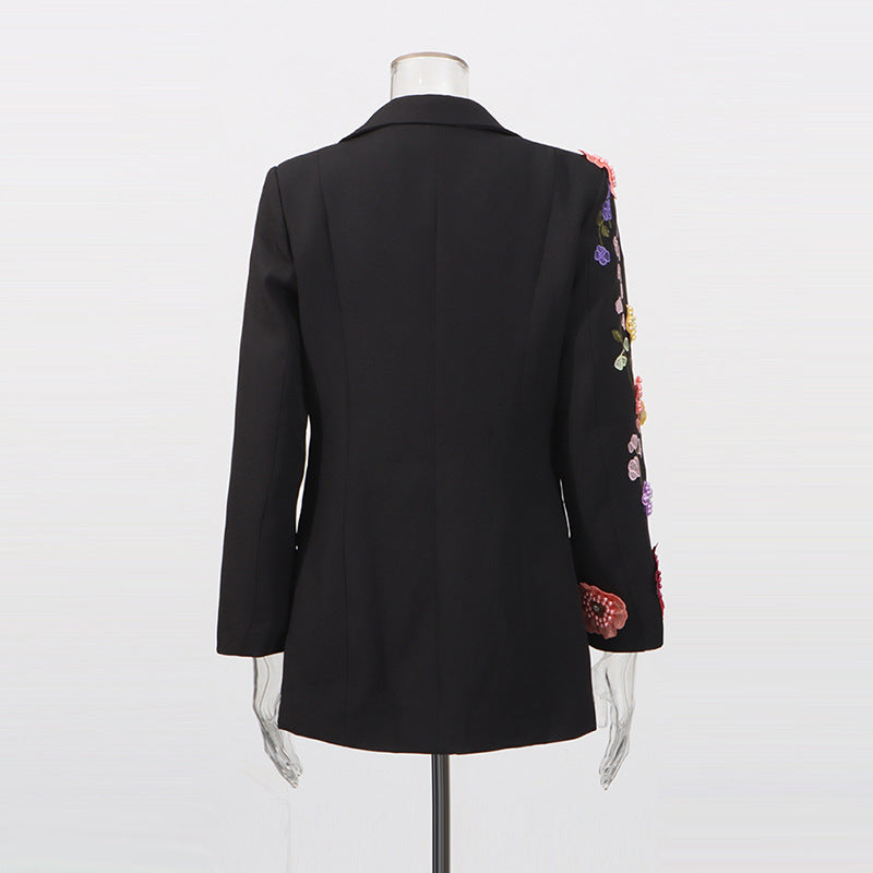 Elegant Women's Suit with 3D Floral Embroidery