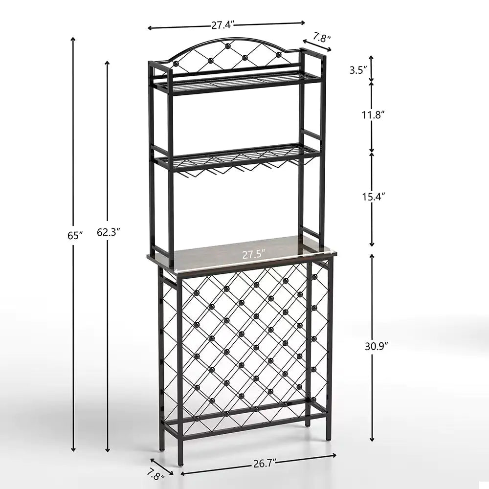 Soporte de Vino Alto Elegante con Almacenamiento para Copas