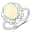 Anillo de plata esterlina con ópalo etíope genuino de 1.73 quilates y topacio blanco