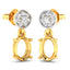 0.11 Carat Genuine White Diamond 14K Yellow Gold Semi Mount Earrings