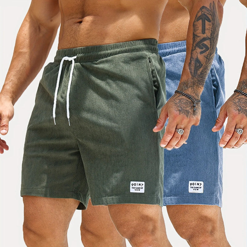 Lace-up Drawstring Corduroy Jogger Shorts for Men