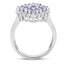 2.40 Carat Genuine Tanzanite and White Topaz Sterling Silver Ring