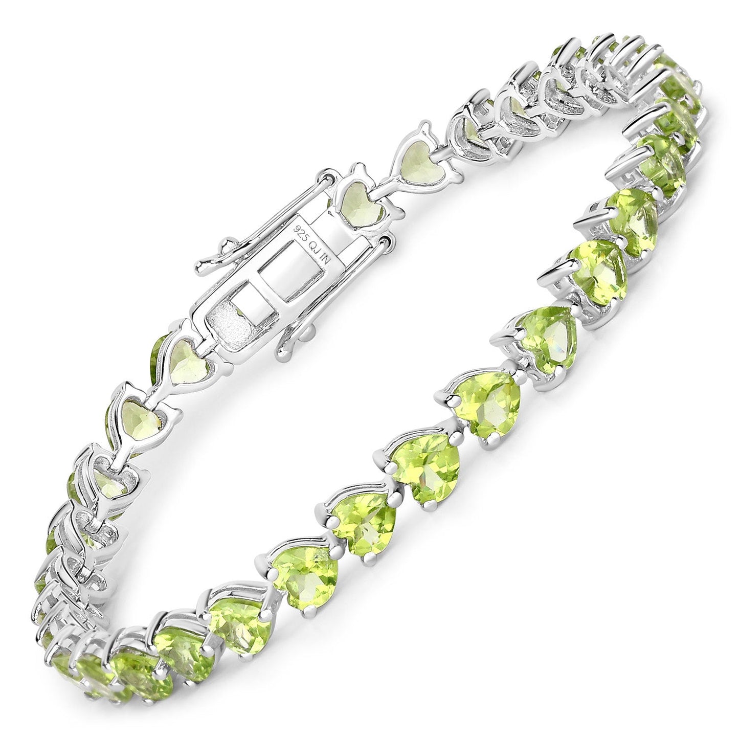 Pulsera de Plata Esterlina .925 con Peridoto Genuino de 13.64 Quilates