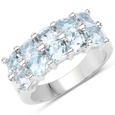Bague en argent sterling .925 avec topaze bleue véritable de 3,60 carats