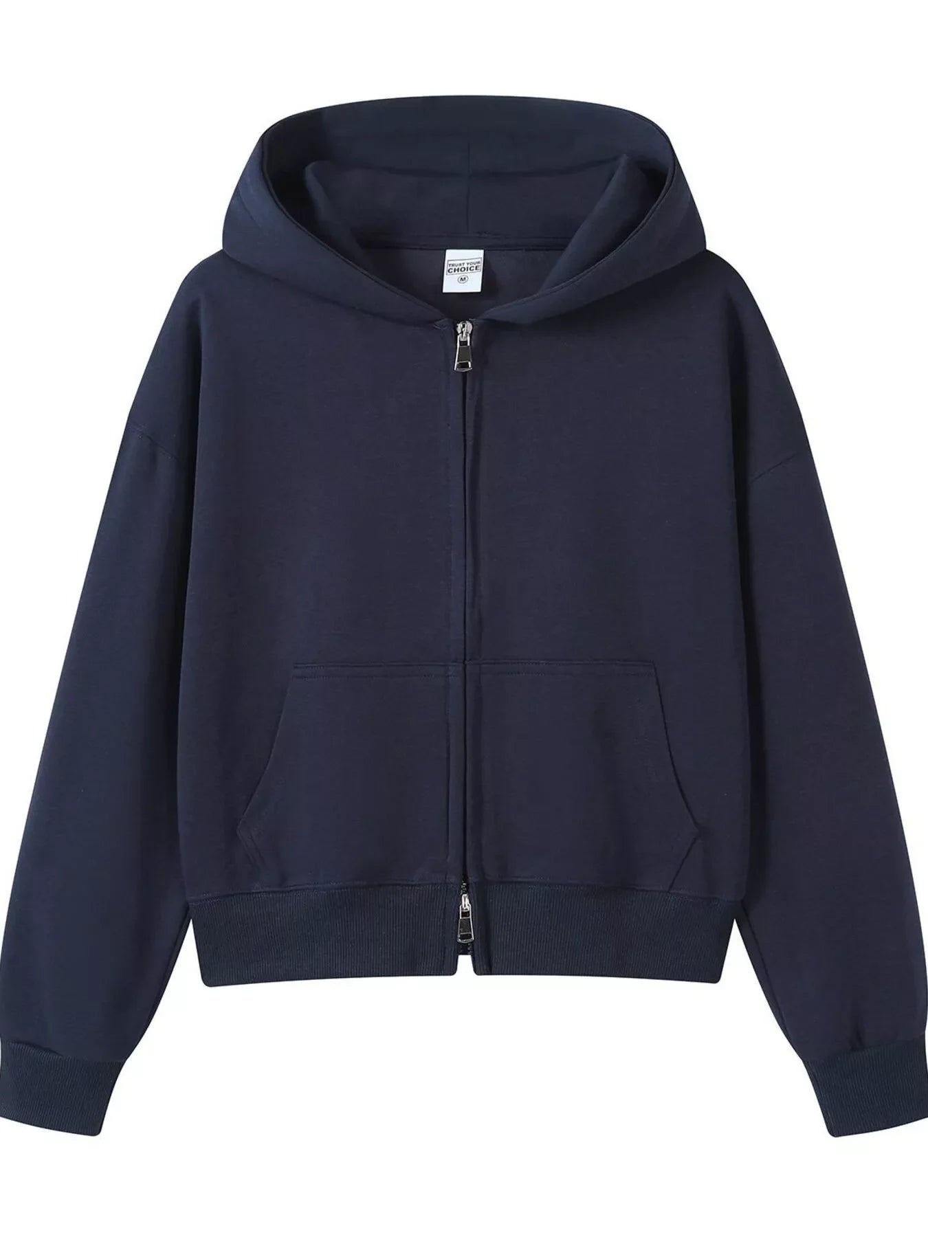 Plus Size Casual Zip-Up Long Sleeve Hoodie