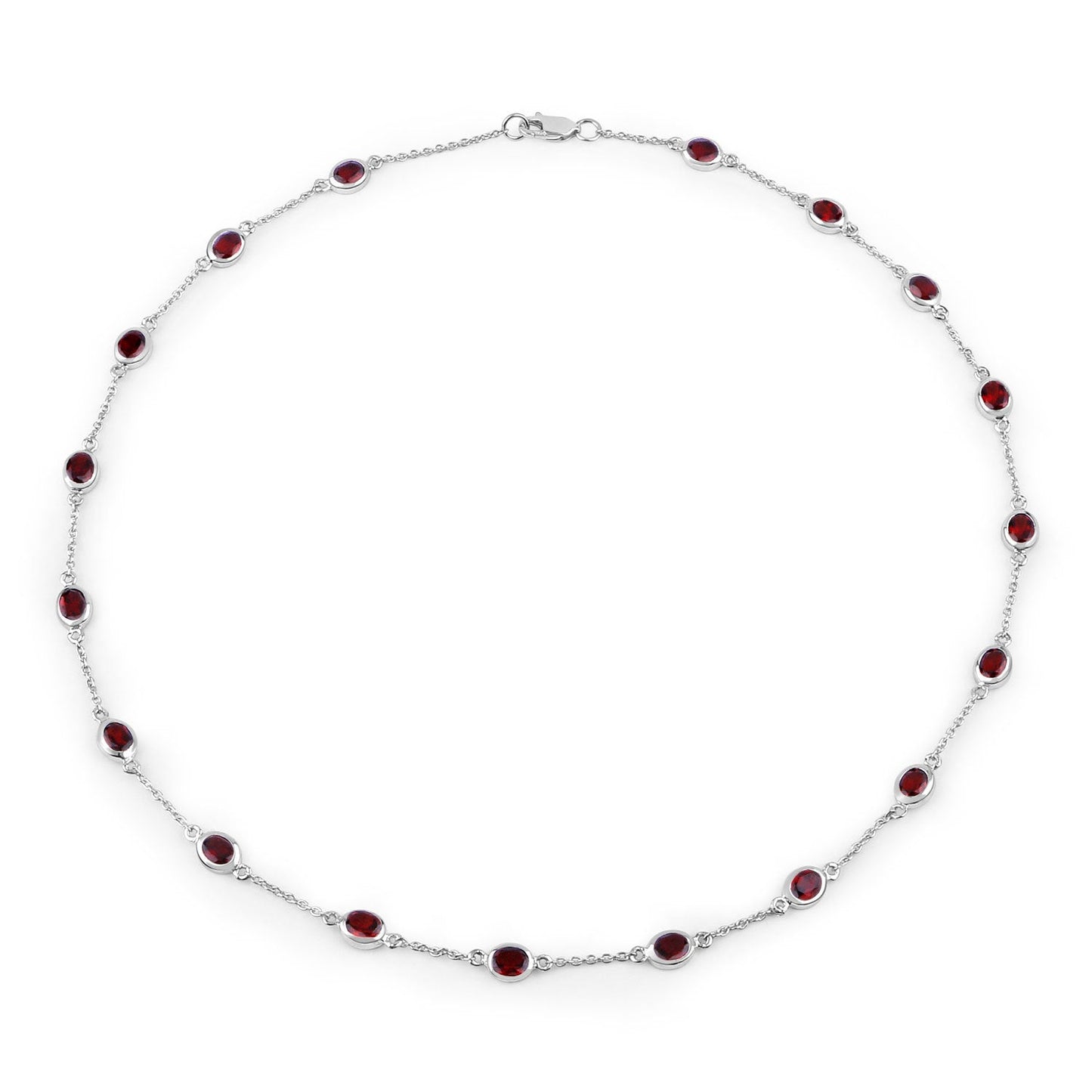 Collar de Granate Genuino de 8.10 Quilates en Plata Esterlina .925