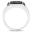 Anillo de Compromiso de Diamante Negro Genuino de 0.35 Quilates en Plata de Ley