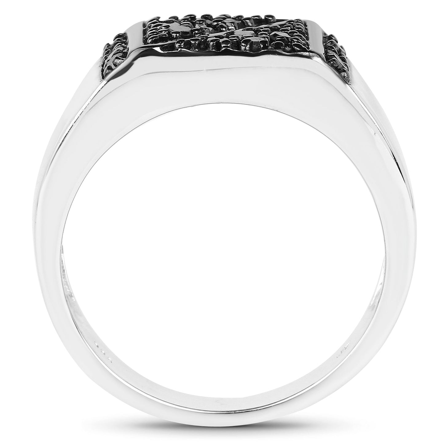 Anillo de Compromiso de Diamante Negro Genuino de 0.35 Quilates en Plata de Ley