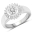 0.75 Carat Genuine White Diamond Sterling Silver Engagement Ring