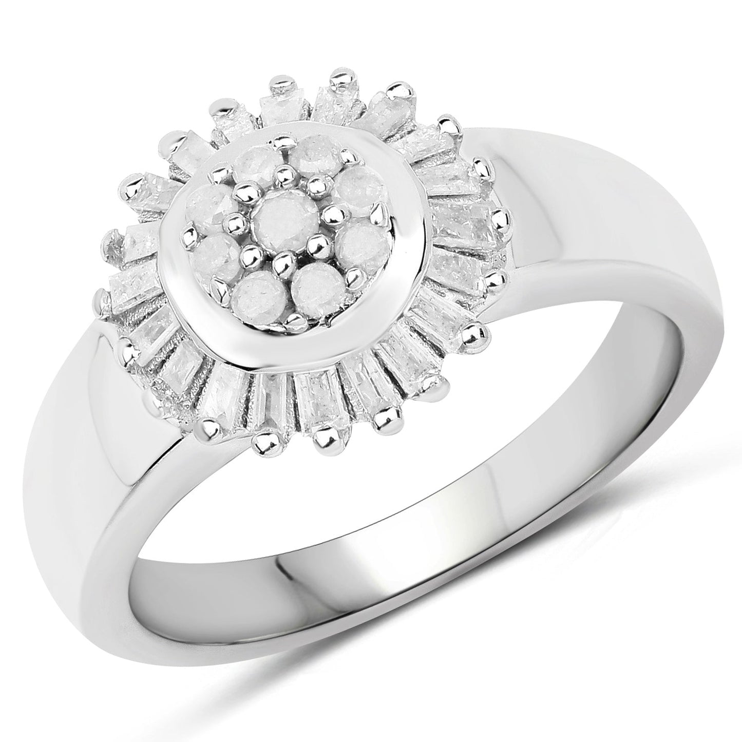 0.75 Carat Genuine White Diamond Sterling Silver Engagement Ring