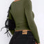 Long Sleeve Sweetheart Neck Crop T-Shirt