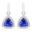 3.86 Carat Genuine Tanzanite and White Diamond Earrings in 14K White Gold