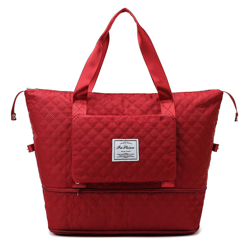 Foldable Travel Duffle Bag with Rhombus Design