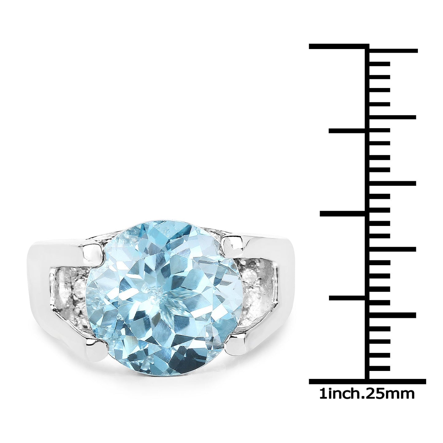Anillo de Plata Esterlina con Topacio Azul de 7.21 Quilates y Circonitas