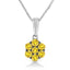Collier Pendentif Floral Cluster en Argent Sterling .925 avec Diamants Verts