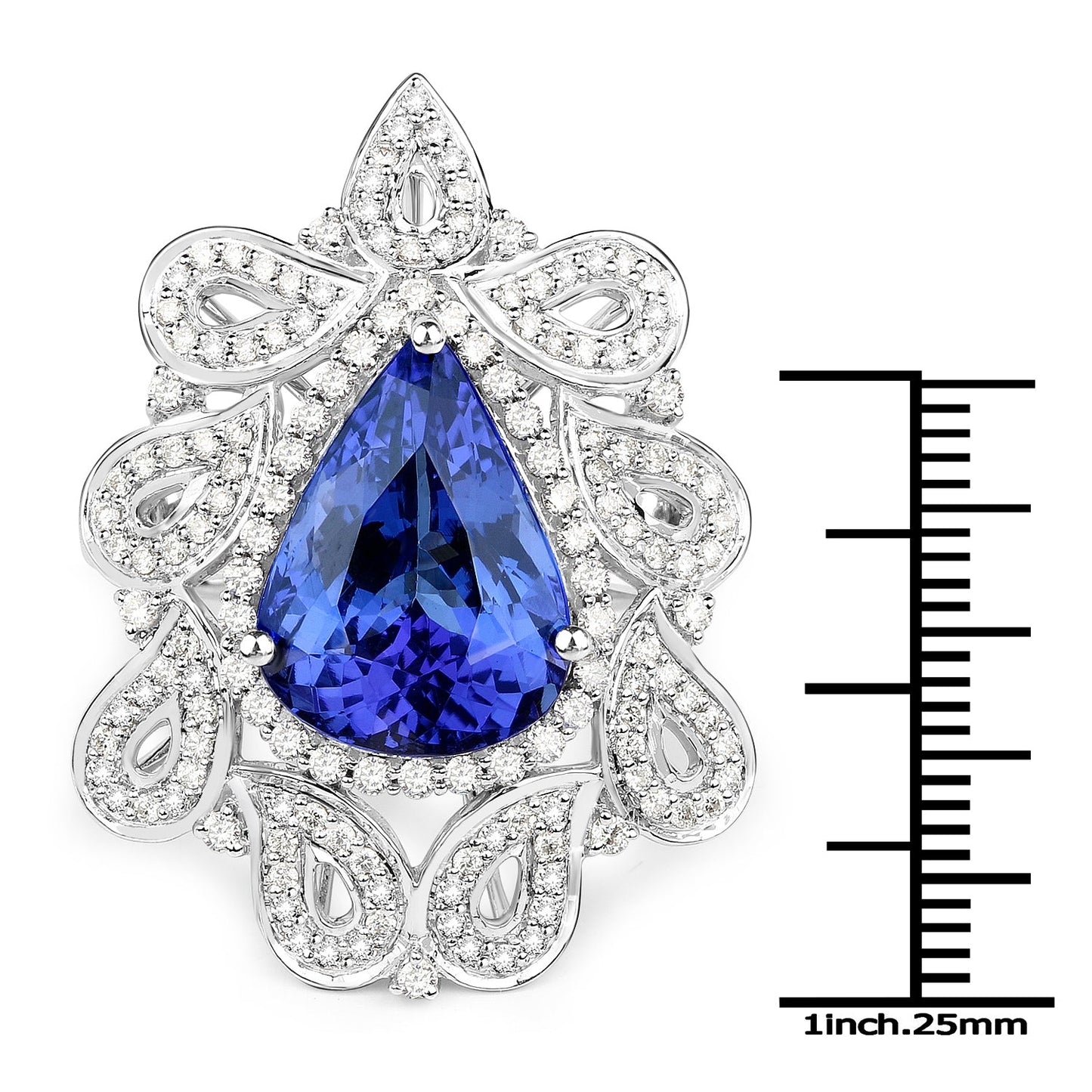 Bague en Or Blanc 18K avec Tanzanite et Diamants Blancs de 11,68 Carats