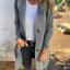 Mid-Length Light Gray Sweater Cardigan for Women