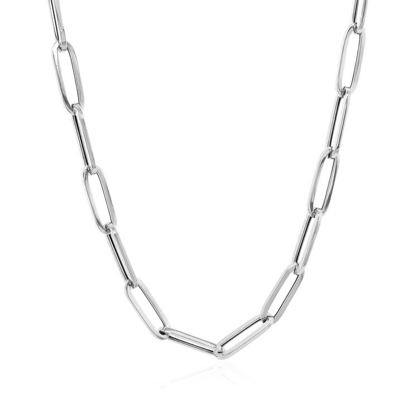 Cadena de papel clip audaz de oro blanco de 14k - 4.2 mm