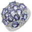 3.59 Carat Genuine Tanzanite Cluster Ring in Sterling Silver